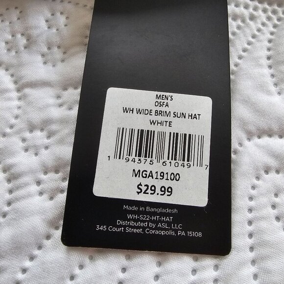 Walther Hagen Mens Wide Brim Sun Hat OSFA White Polyester Durable Lightweight - Picture 3 of 9